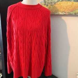 Aerie Vibrant Red Cable Knit Sweater